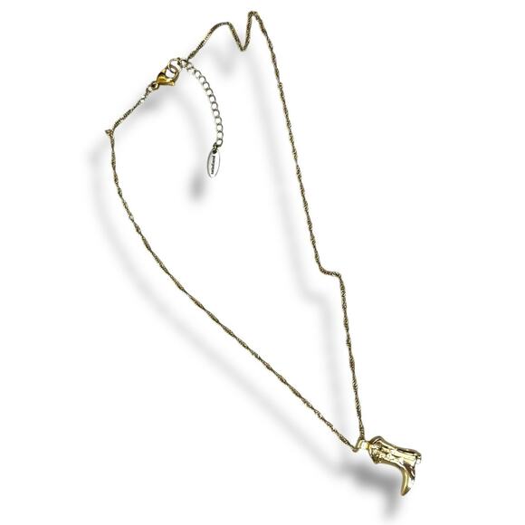 Keachains Jewelry - Keachains Cowboy Boot 18k Gold Plated Stainless Steel Twist Chain Drop Necklace